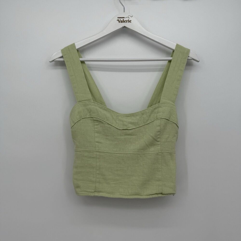 Abercrombie & Fitch Light Green Smocked Cropped Tank Top Size Small